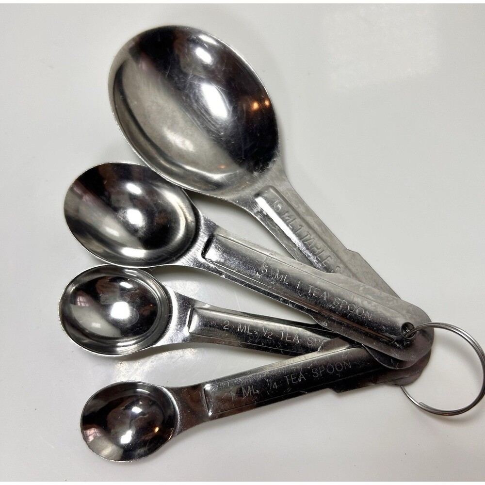 Vintage Set of 4 Stainless Steel Measuring Spoons